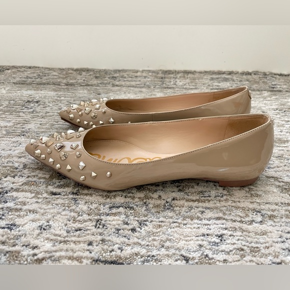 Sam Edelman Savana Studded Ballet Flats Size 9 M Nude Beige Pointed Toe Patent - Picture 5 of 8